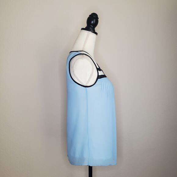 Gentle Fawn Blue Pleated Chiffon Top Small - Picture 2 of 10